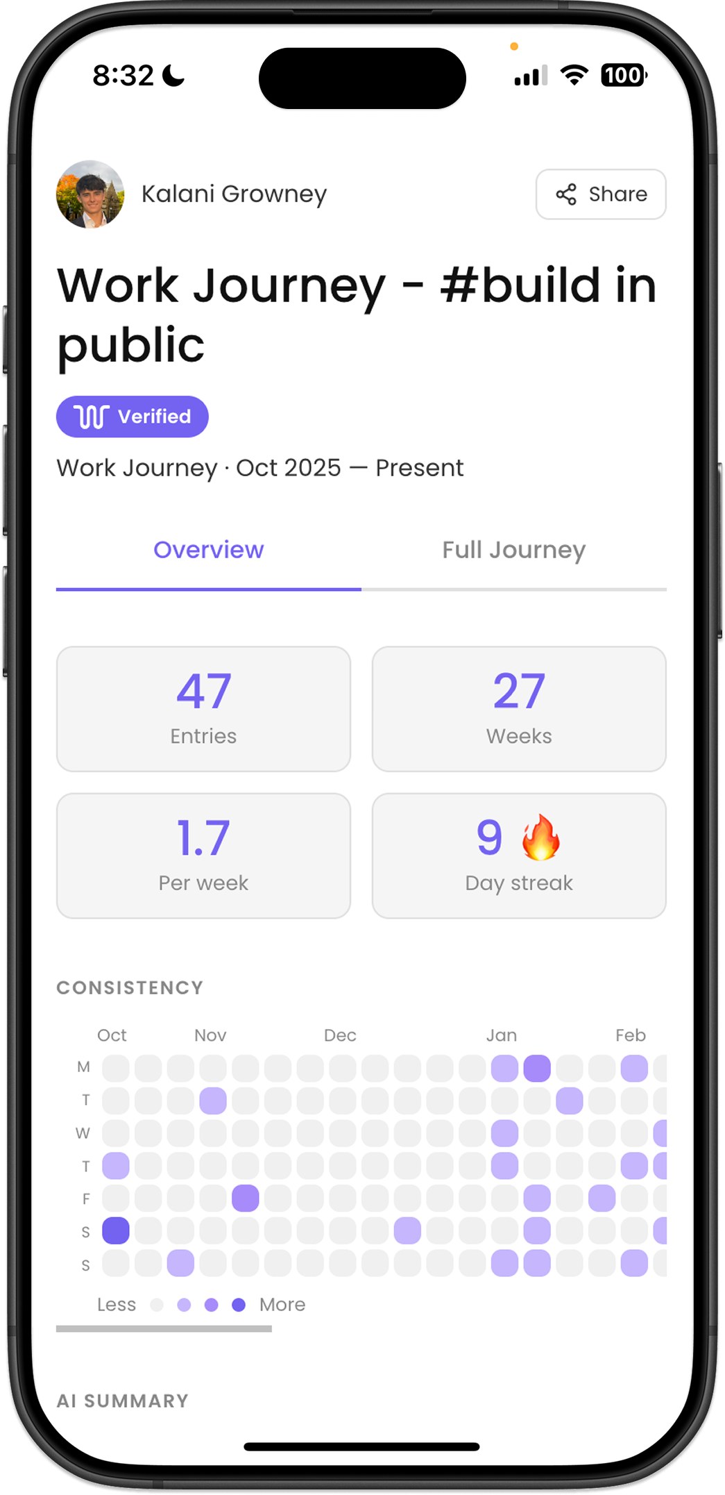 Work Journey app screenshot